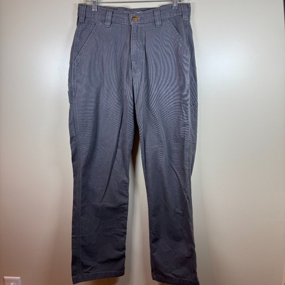 Men's Carhartt Rugged Flex Relaxed Fit Gravel Gray Canvas Work Pants Sz 32 X 32